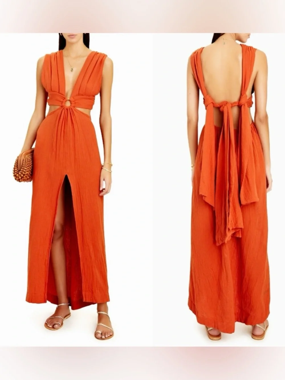 New! Just Bee Queen Sara Cut Out Maxi Multi Way Tie Maxi Dress 🍑 Small